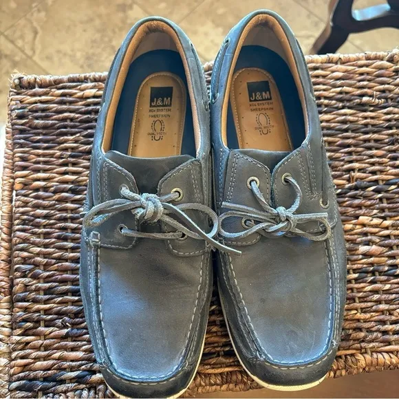 J&amp;M Men's Boat Shoes Casual Loafers Slip On Leather XC4 System Size 12M 25-0799