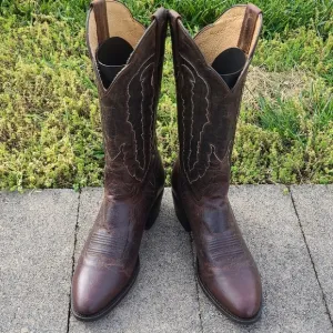 J.B. Dillon Brown Goat Leather Cowboy Boots, round toe size 9.5 D