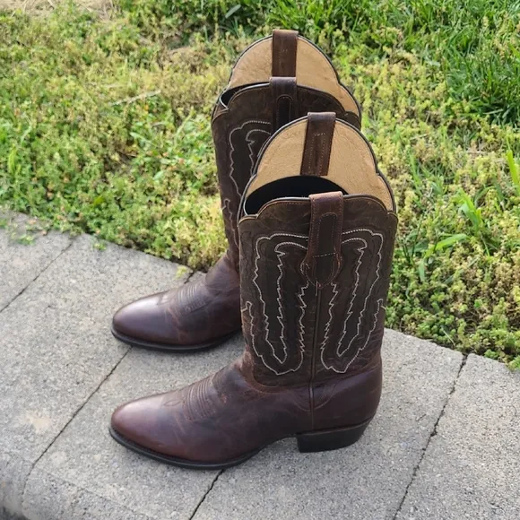 J.B. Dillon Brown Goat Leather Cowboy Boots, round toe size 9.5 D