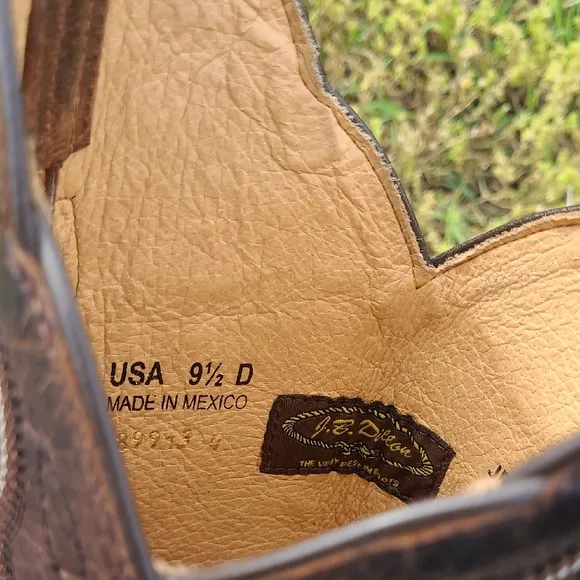 J.B. Dillon Brown Goat Leather Cowboy Boots, round toe size 9.5 D
