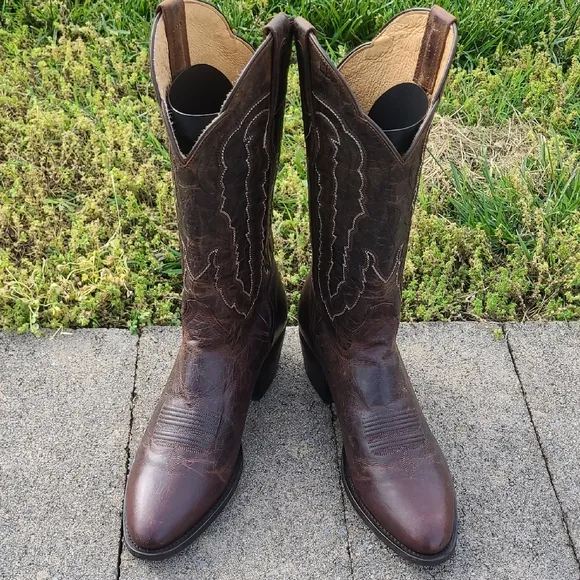 J.B. Dillon Brown Goat Leather Cowboy Boots, round toe size 9.5 D