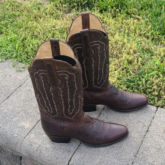 J.B. Dillon Brown Goat Leather Cowboy Boots, round toe size 9.5 D