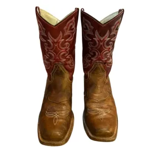 J.B. Dillon Cooper Cowboy Western Boots Men's Leather Red Tan Size 10 EE