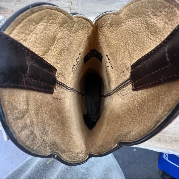 J.B. Dillon men's Brown  cream stitch Genuine Goat pull-on cowboy boots