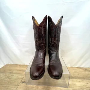 J.B. Dillon men's Brown  cream stitch Genuine Goat pull-on cowboy boots