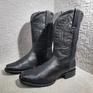 J.B. Dillon Men's Size 10.5 EE Black Leather Squared Toe Western Boots JBR3220