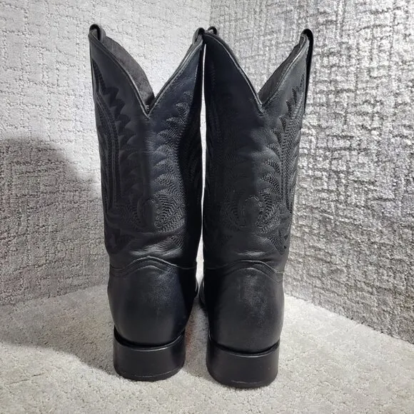 J.B. Dillon Men's Size 10.5 EE Black Leather Squared Toe Western Boots JBR3220