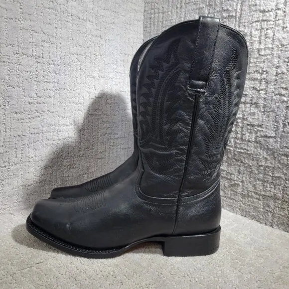 J.B. Dillon Men's Size 10.5 EE Black Leather Squared Toe Western Boots JBR3220