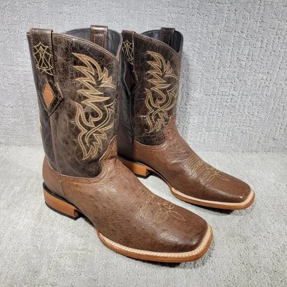 JB Dillon Ostrich Men’s Size US 11.5EE Brown Leather Western Boots JBR1068EE