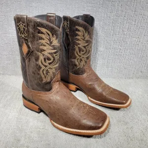 JB Dillon Ostrich Men’s Size US 11.5EE Brown Leather Western Boots JBR1068EE