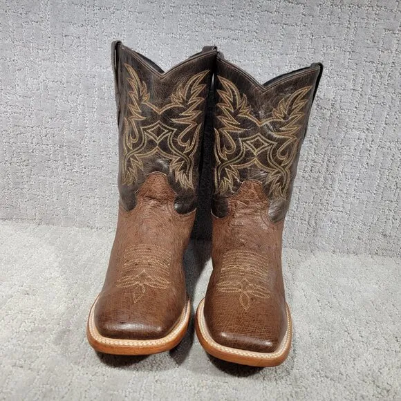 JB Dillon Ostrich Men’s Size US 11.5EE Brown Leather Western Boots JBR1068EE