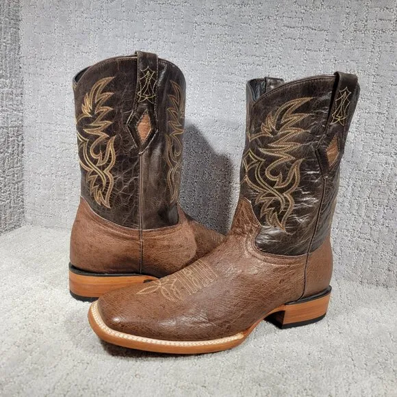 JB Dillon Ostrich Men’s Size US 11.5EE Brown Leather Western Boots JBR1068EE