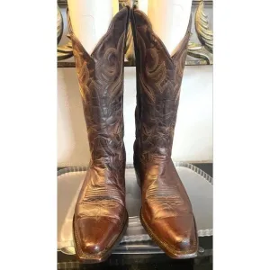 J.B. DILLON Women's Western Cowgirl Brown Goat Leather Boots Size 7B