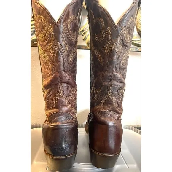 J.B. DILLON Women's Western Cowgirl Brown Goat Leather Boots Size 7B