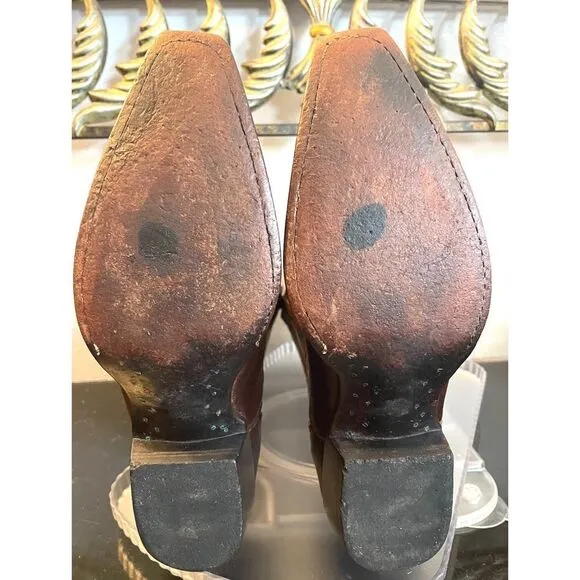 J.B. DILLON Women's Western Cowgirl Brown Goat Leather Boots Size 7B