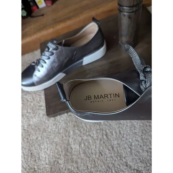 JB Martin Women’s EU 39 US 9 Silver Lace Up Fashion Sneakers