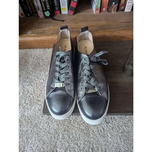 JB Martin Women’s EU 39 US 9 Silver Lace Up Fashion Sneakers
