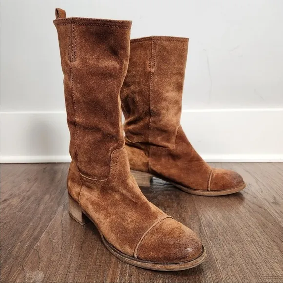 J.CREW Collection Vintage Cap Toe Suede mid calf suede boots