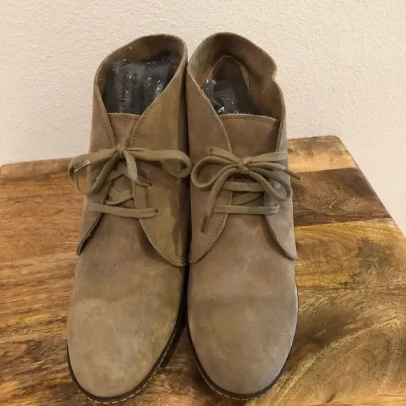 J. Crew MacAlister Suede Wedge Boots Beige