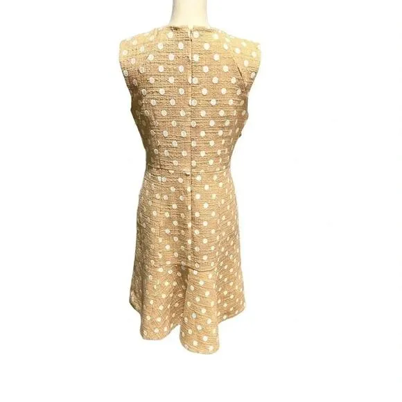 J.CREW MARCY POLKA-DOT EMBROIDERED TWEED MINI DRESS IN CAMEL Size 8 NWOT