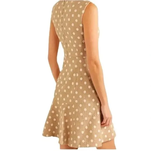 J.CREW MARCY POLKA-DOT EMBROIDERED TWEED MINI DRESS IN CAMEL Size 8 NWOT