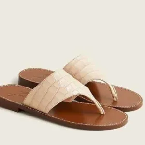 Jcrew Wide-strap thong sandals in croc-embossed leather, NWT, size 9.5, NO BOX