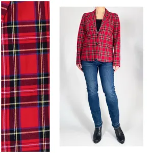 J.Crew Womans Blazer Red Blue Plaid Suit Jacket Blazer Size 6 Cotton Viscose