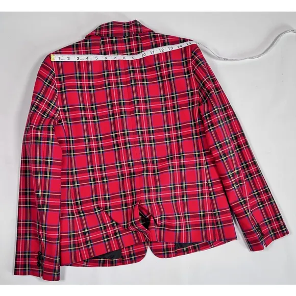 J.Crew Womans Blazer Red Blue Plaid Suit Jacket Blazer Size 6 Cotton Viscose