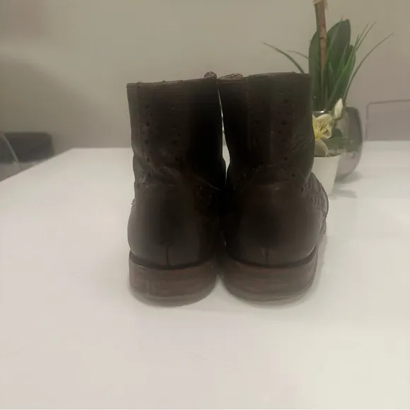 J.D. Fisk Leather Boots Distressed Black Brown Ankle Boots Men's  8 Zip