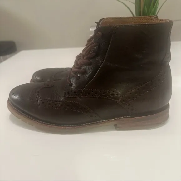 J.D. Fisk Leather Boots Distressed Black Brown Ankle Boots Men's  8 Zip