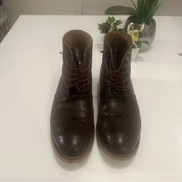 J.D. Fisk Leather Boots Distressed Black Brown Ankle Boots Men's  8 Zip