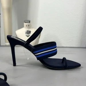 Jeffrey Campbel Striped Goalie Toe Strap Pointy Toe High Heel Sandals