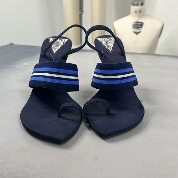 Jeffrey Campbel Striped Goalie Toe Strap Pointy Toe High Heel Sandals
