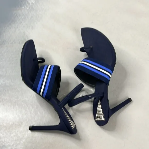 Jeffrey Campbel Striped Goalie Toe Strap Pointy Toe High Heel Sandals