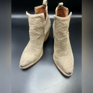 Jeffrey Campbell Cromwell Gray Snake Suede Leather Ankle Boots Bootie Size 6.5