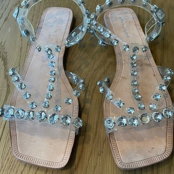 Jeffrey campbell crystal flat sandals 10