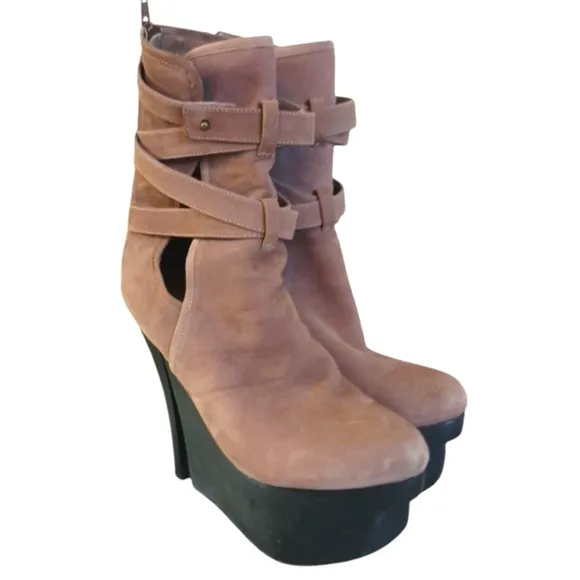 Jeffrey Campbell Platform Suede &quot;Get  Up&quot; Ankle Boots High Heel Booties size 9