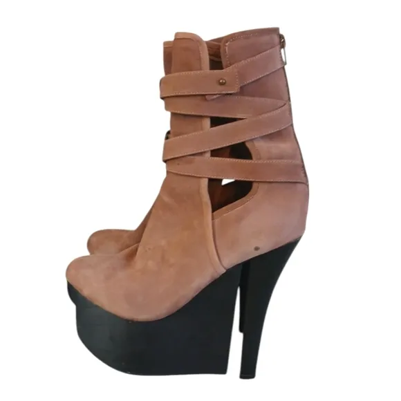 Jeffrey Campbell Platform Suede &quot;Get  Up&quot; Ankle Boots High Heel Booties size 9