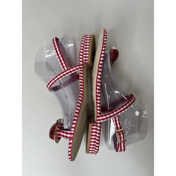 Jeffrey Campbell Red White Gingham Beeanca Slingback Sandals Size 9