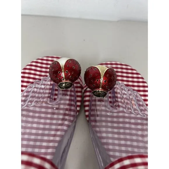 Jeffrey Campbell Red White Gingham Beeanca Slingback Sandals Size 9
