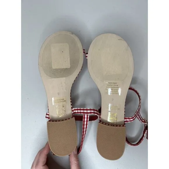 Jeffrey Campbell Red White Gingham Beeanca Slingback Sandals Size 9