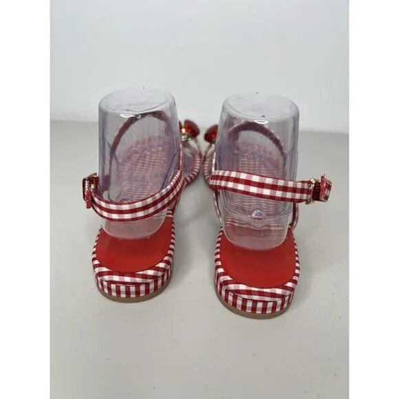 Jeffrey Campbell Red White Gingham Beeanca Slingback Sandals Size 9