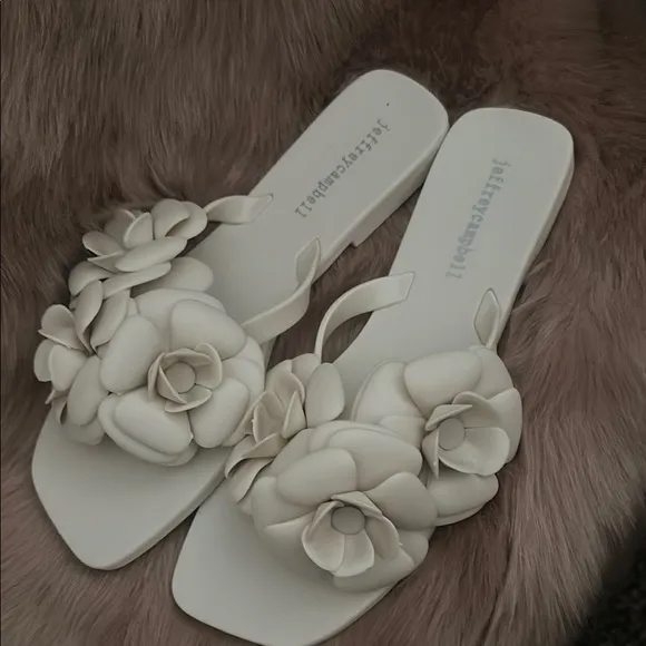 Jeffrey Campbell White Floral Embellished Sandals