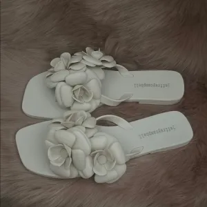 Jeffrey Campbell White Floral Embellished Sandals