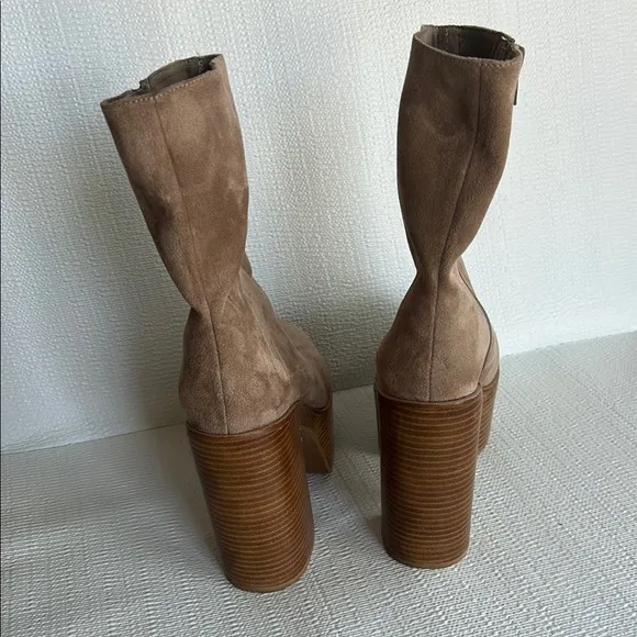 Jeffrey Campbell womens Boots Tan Suede Platform Ankle Boots