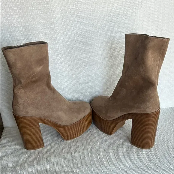 Jeffrey Campbell womens Boots Tan Suede Platform Ankle Boots