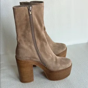 Jeffrey Campbell womens Boots Tan Suede Platform Ankle Boots