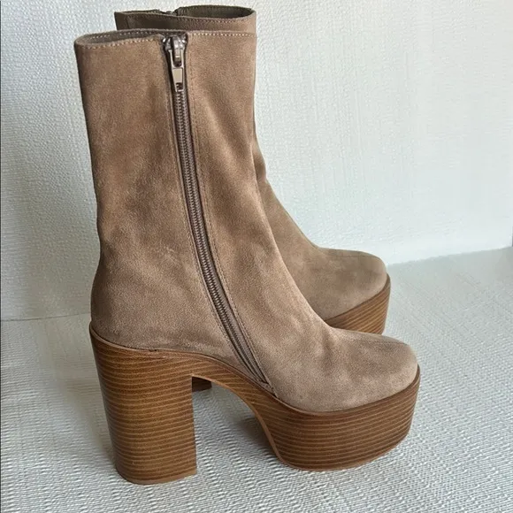 Jeffrey Campbell womens Boots Tan Suede Platform Ankle Boots