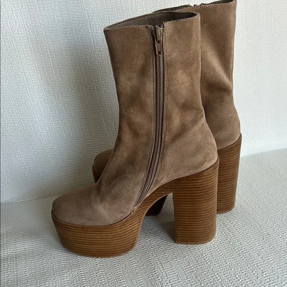 Jeffrey Campbell womens Boots Tan Suede Platform Ankle Boots