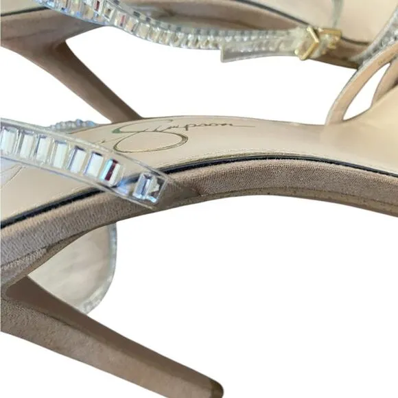 Jessica Simpson Jileta Crystals Mirror Embellished High Heel Sandals size 8.5